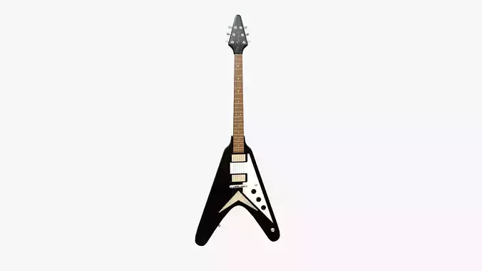 Electric Guitar D01 Black - Music Instrument Design Low-poly 3D model