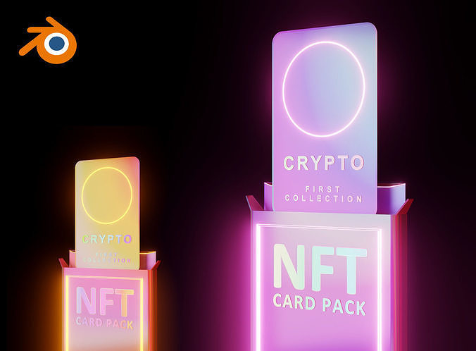 Holographic NFT card opening package 3D model