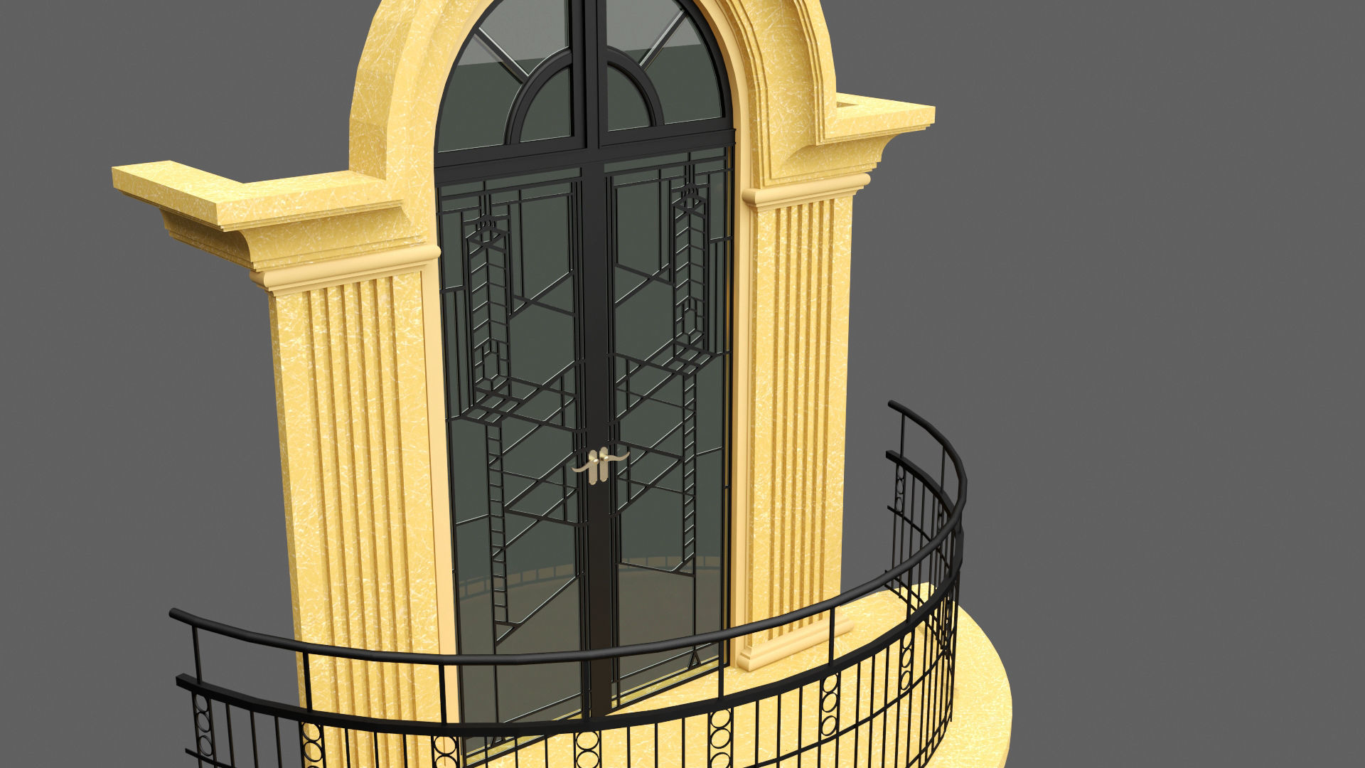 Classic Door Windows Set 3D model_17