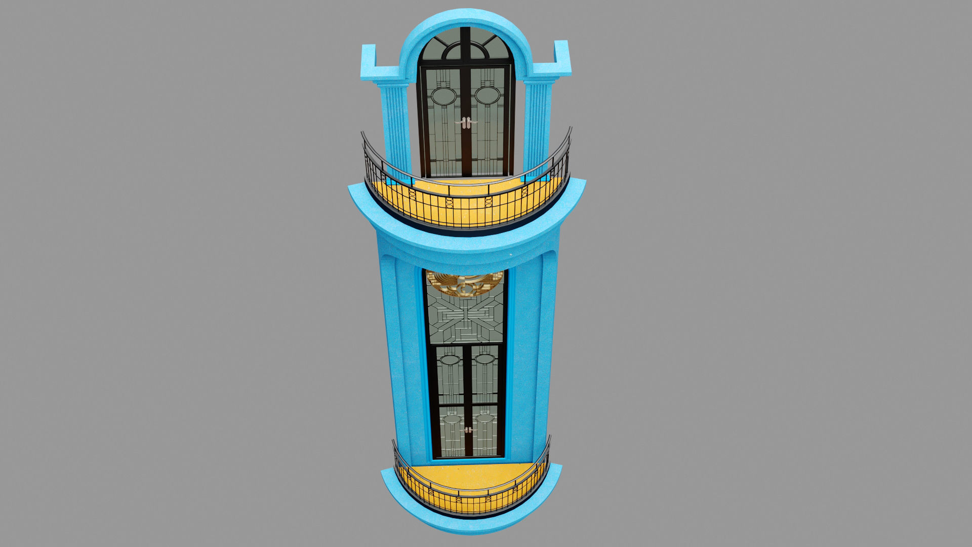 Classic Door Windows Set 3D model_6