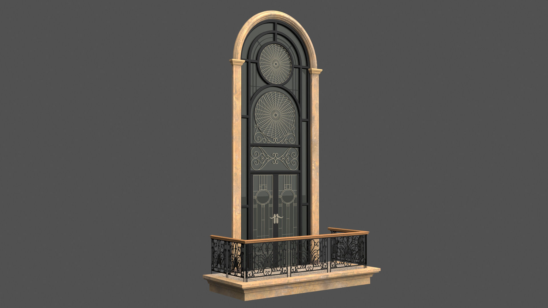 Classic Door Windows Set 3D model_23