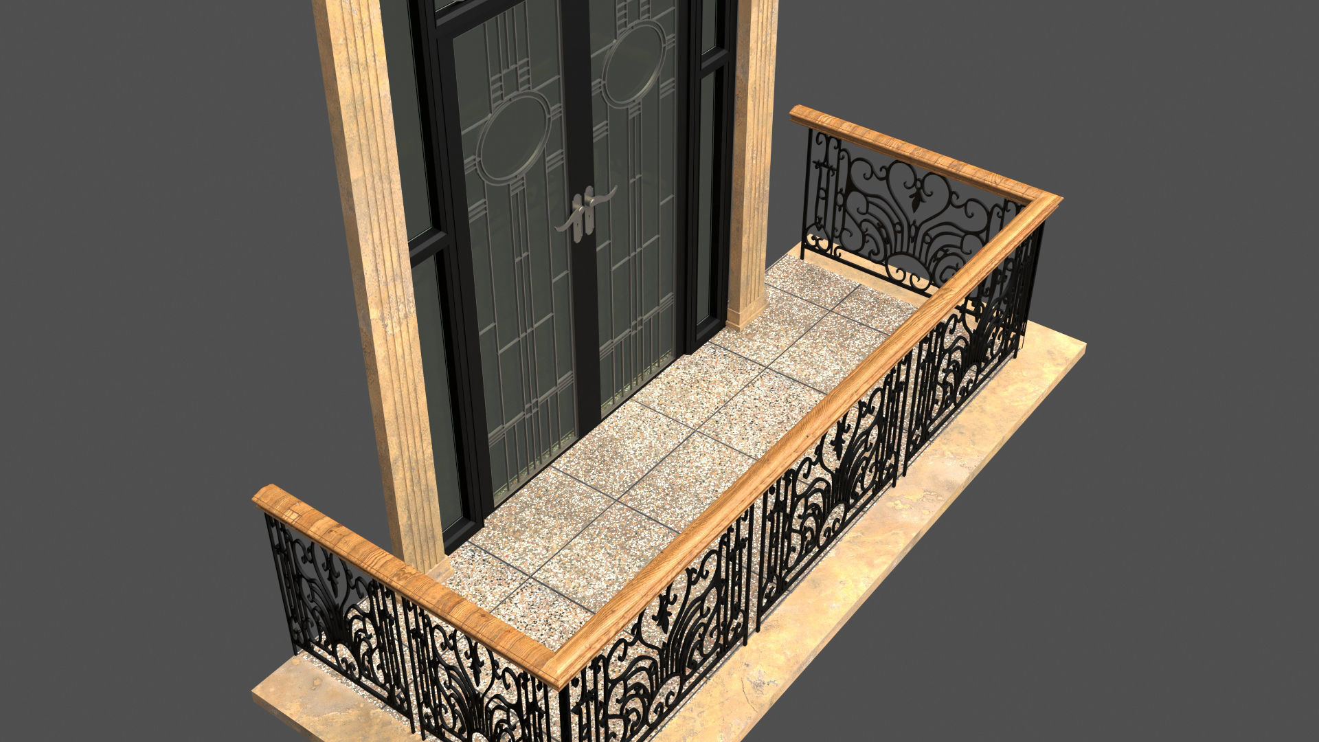 Classic Door Windows Set 3D model_35