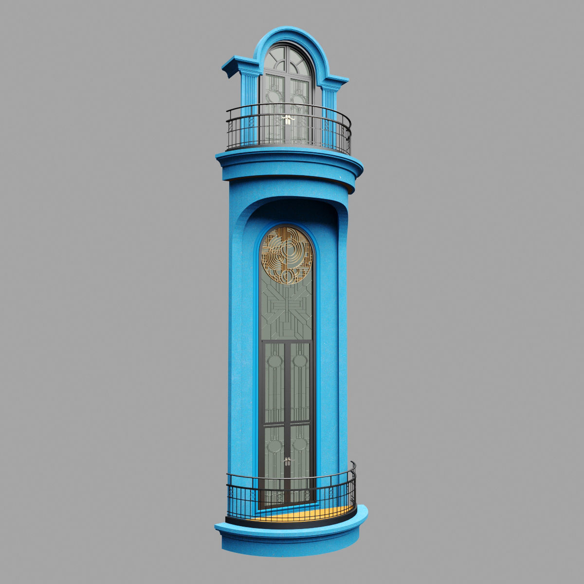 Classic Door Windows Set 3D model_2