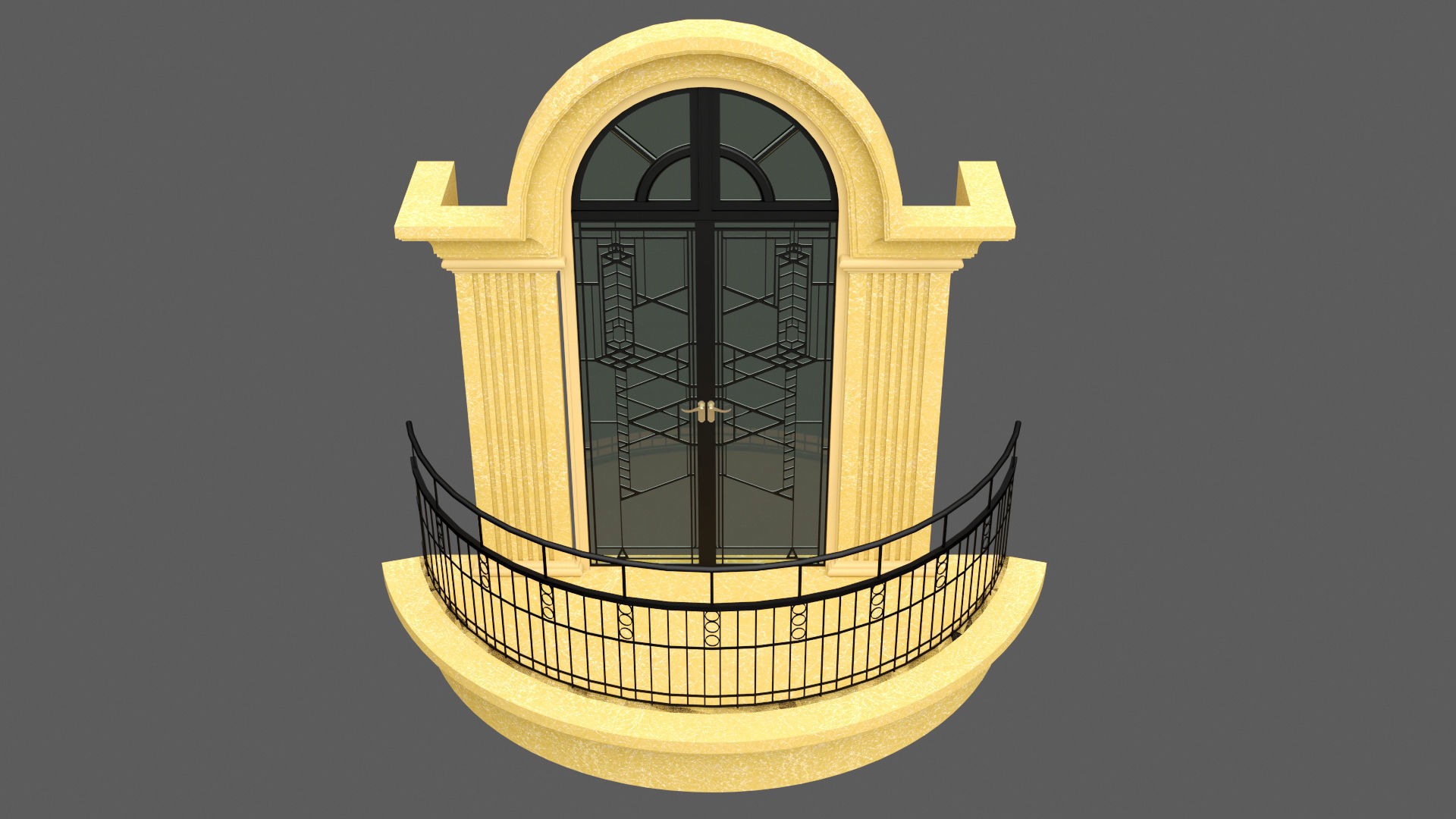 Classic Door Windows Set 3D model_16