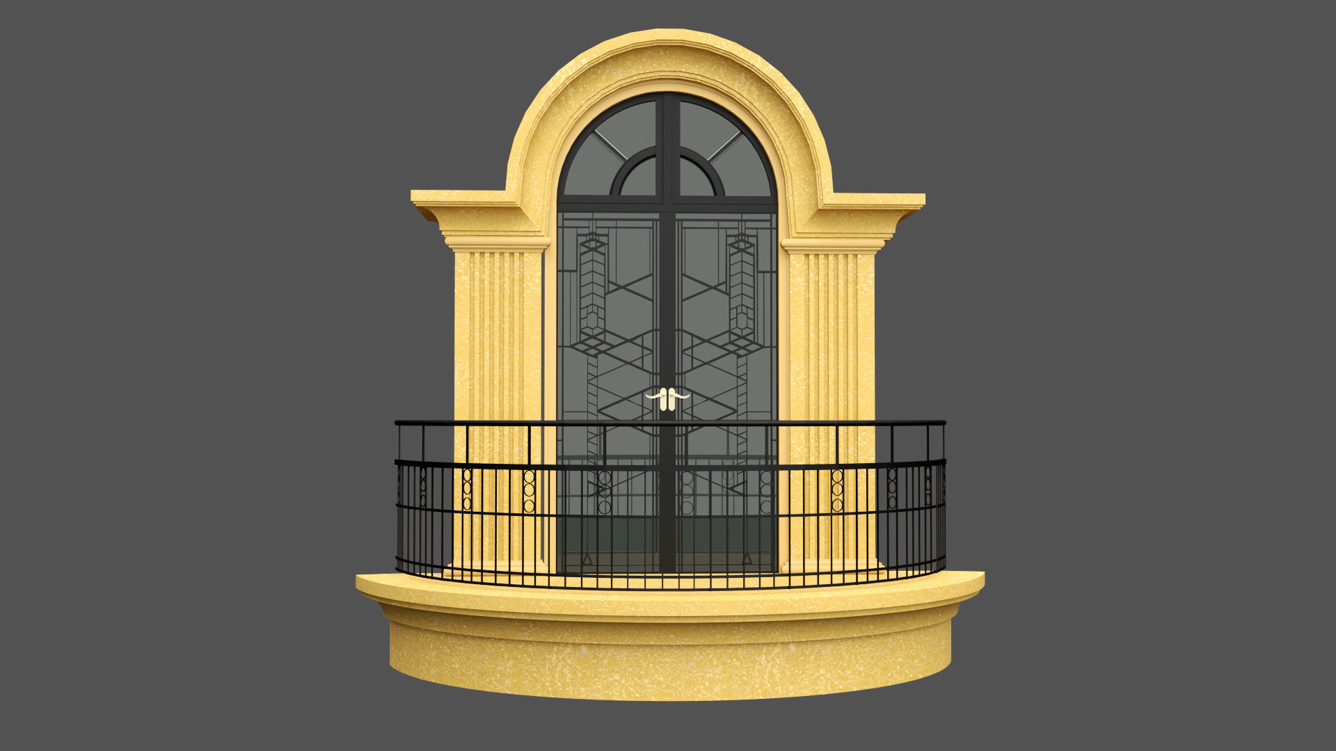 Classic Door Windows Set 3D model_14