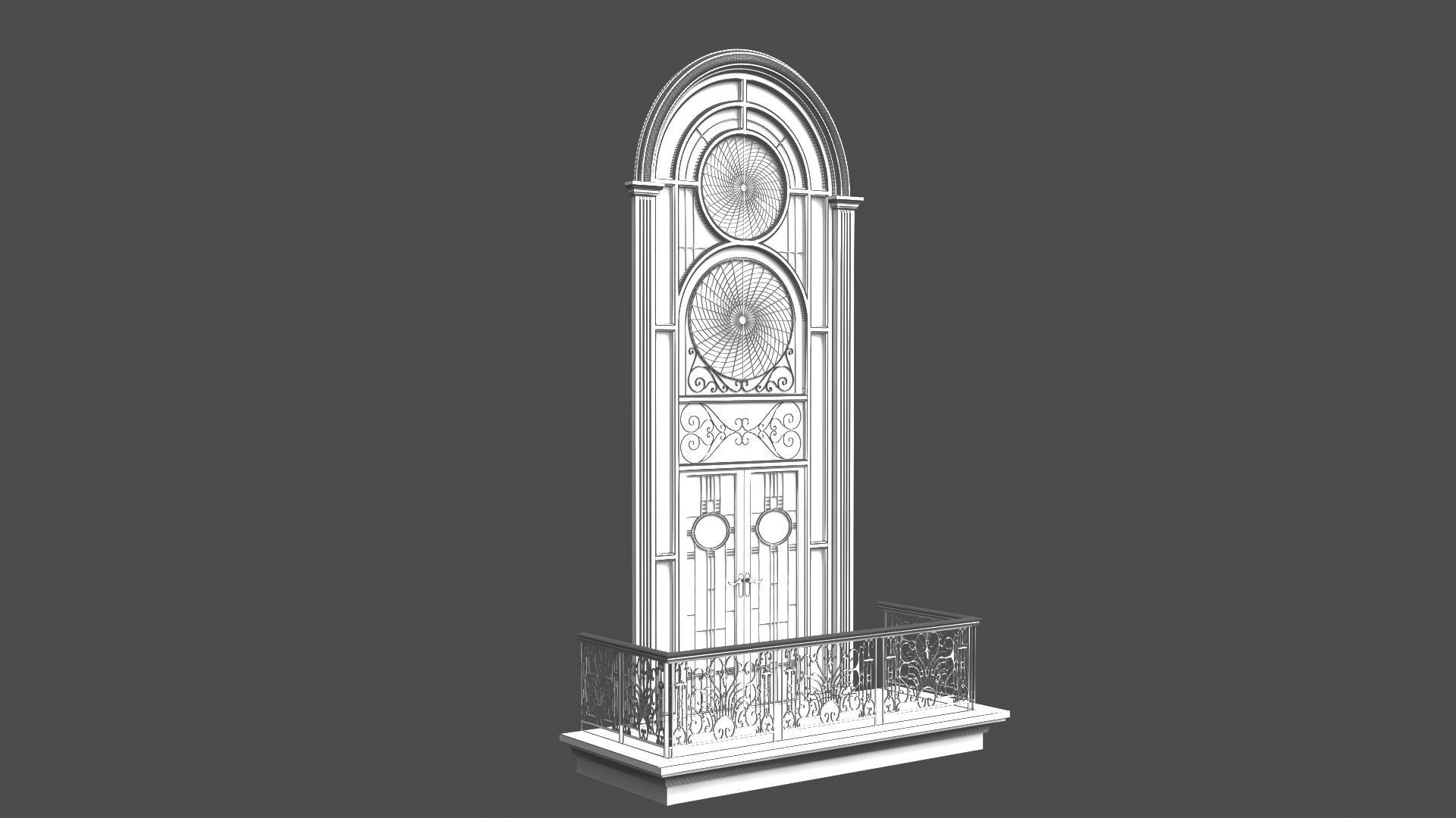 Classic Door Windows Set 3D model_36