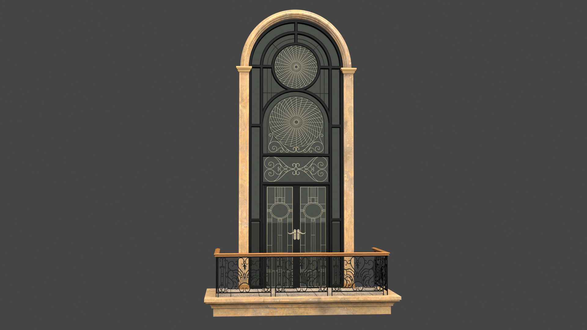 Classic Door Windows Set 3D model_32