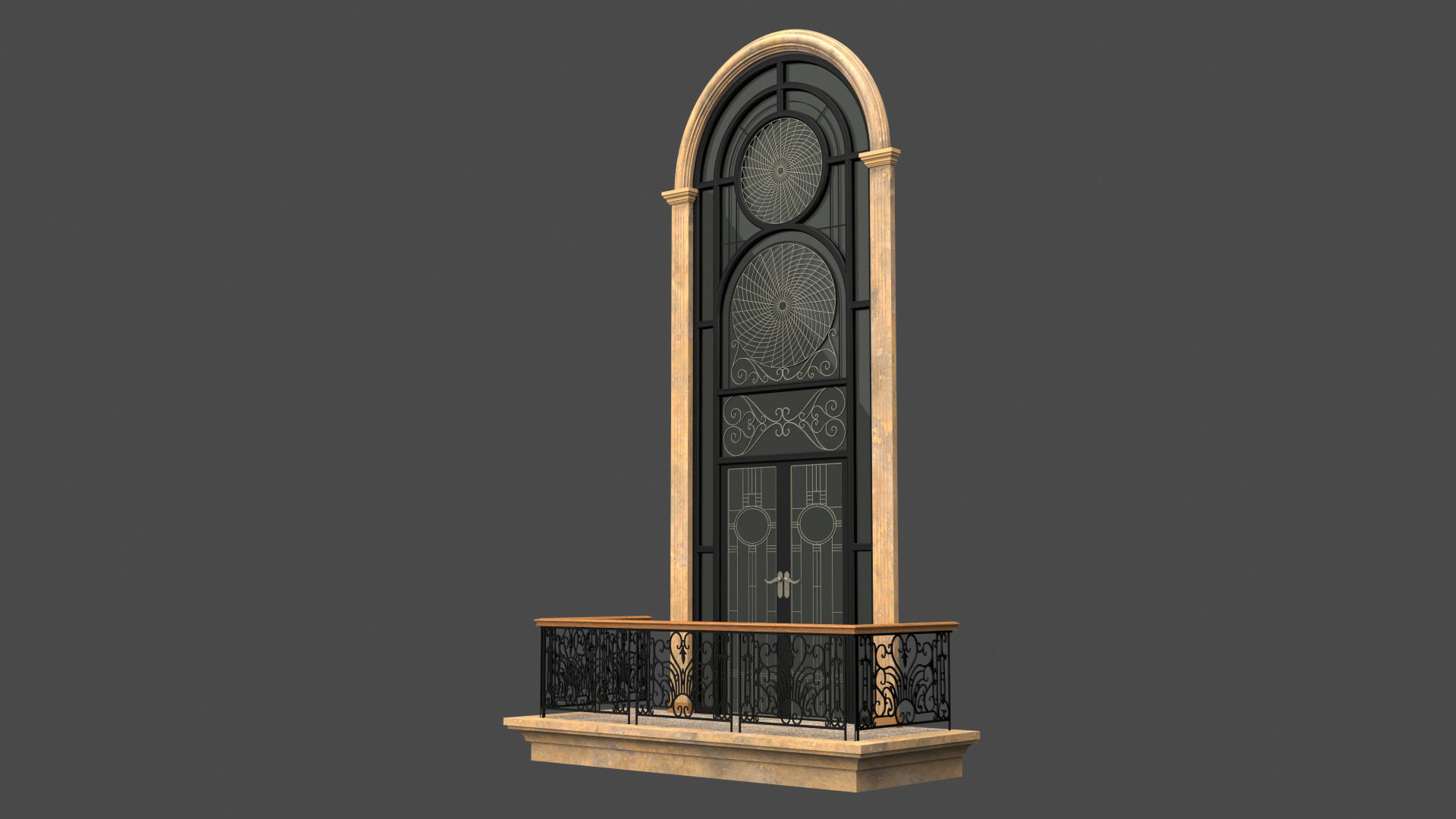 Classic Door Windows Set 3D model_33