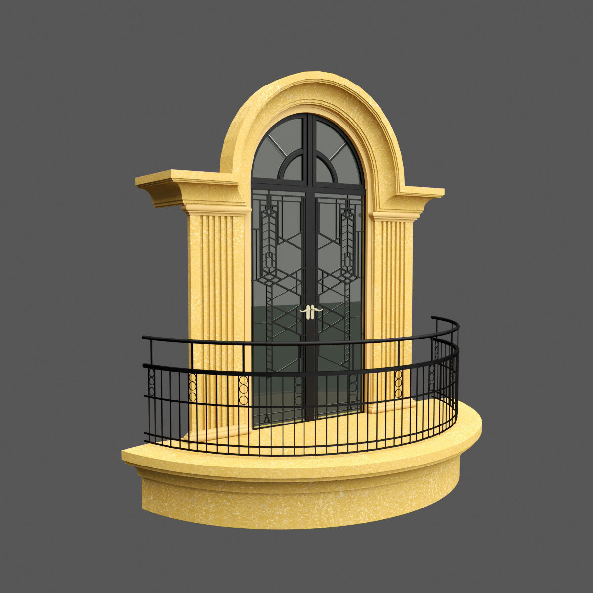 Classic Door Windows Set 3D model_11