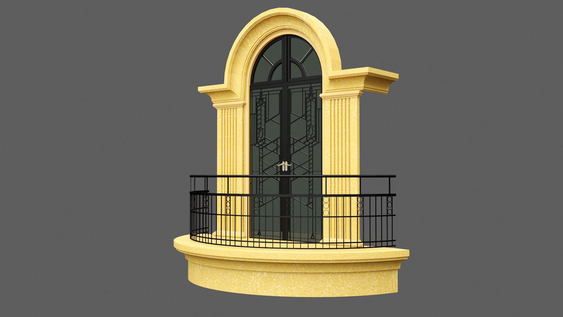 Classic Door Windows Set 3D model_15