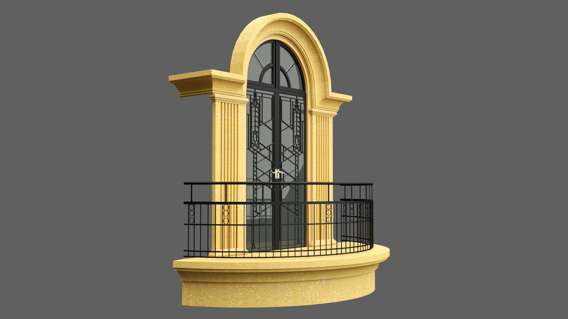 Classic Door Windows Set 3D model_13