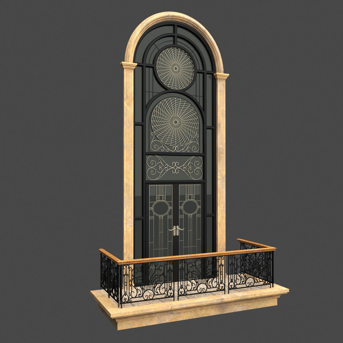 Classic Door Windows Set 3D model_12
