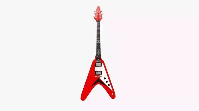 Electric Guitar D02 Red - Music Instrument Design Low-poly 3D model
