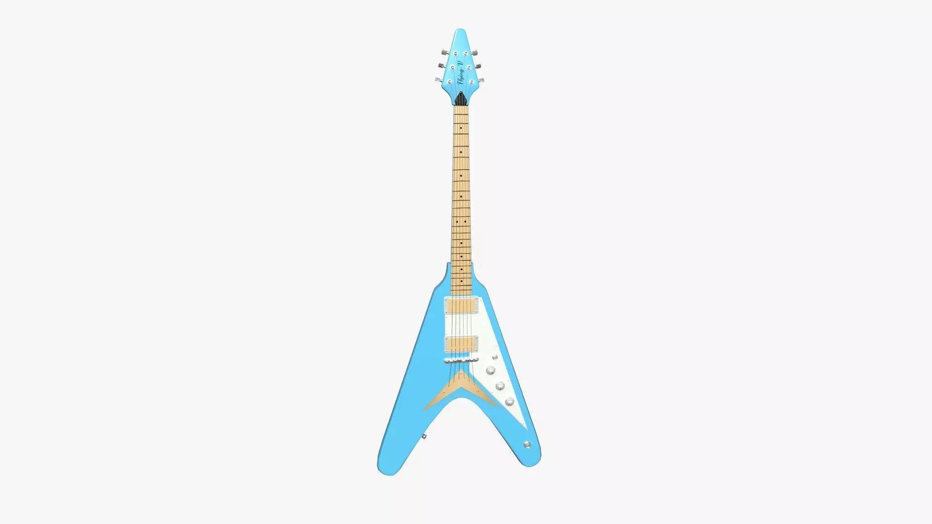 Electric Guitar D03 Light Blue - Music Instrument Design Low-poly 3D model_0
