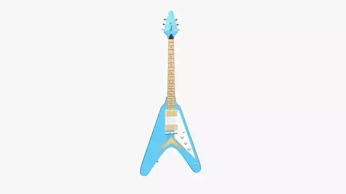 Electric Guitar D03 Light Blue - Music Instrument Design Low-poly 3D model