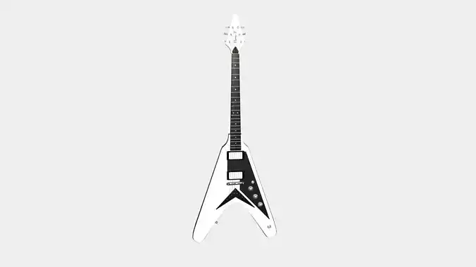 Electric Guitar D04 White - Music Instrument Design Low-poly 3D model