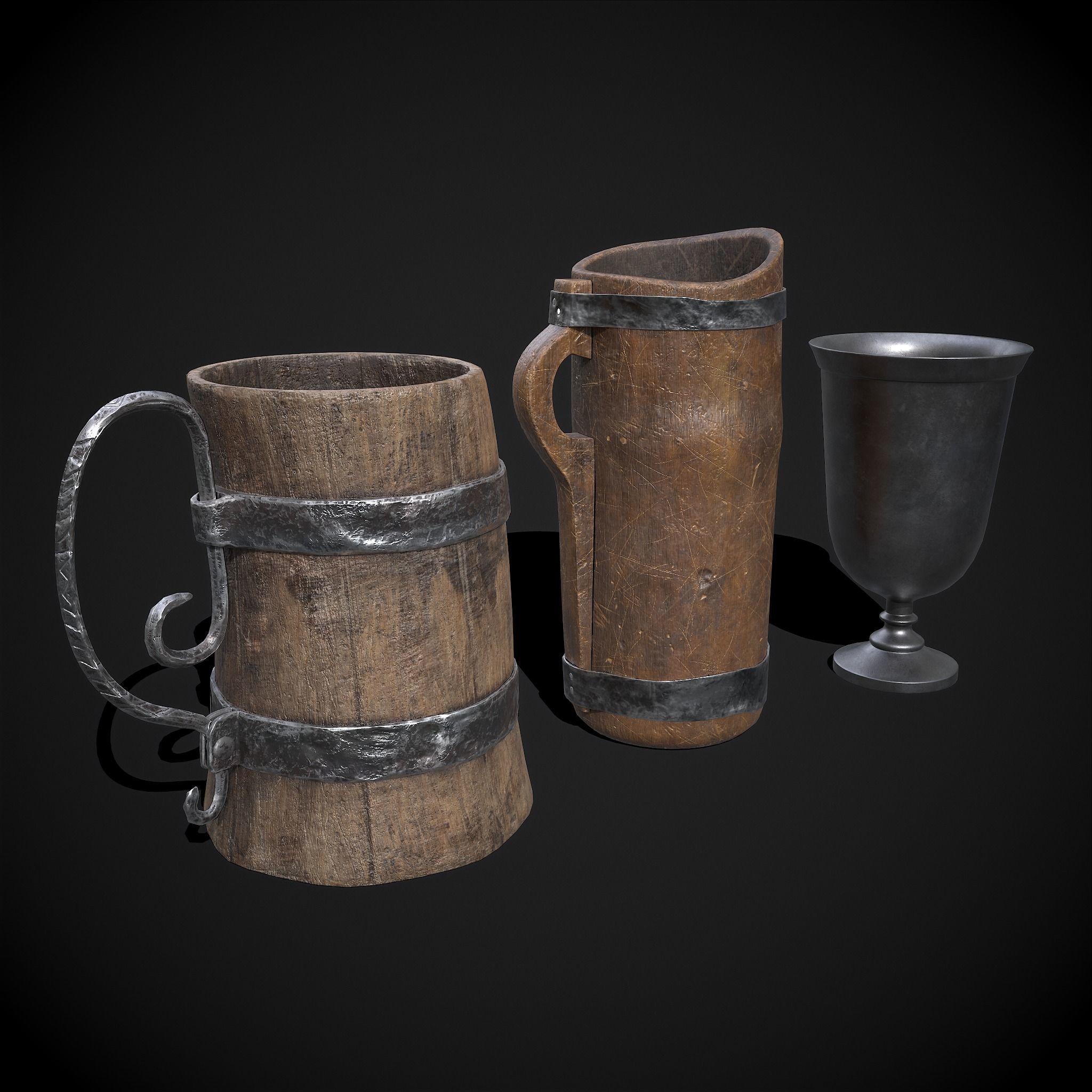 Medieval Three Cups 3D Model Collection_38