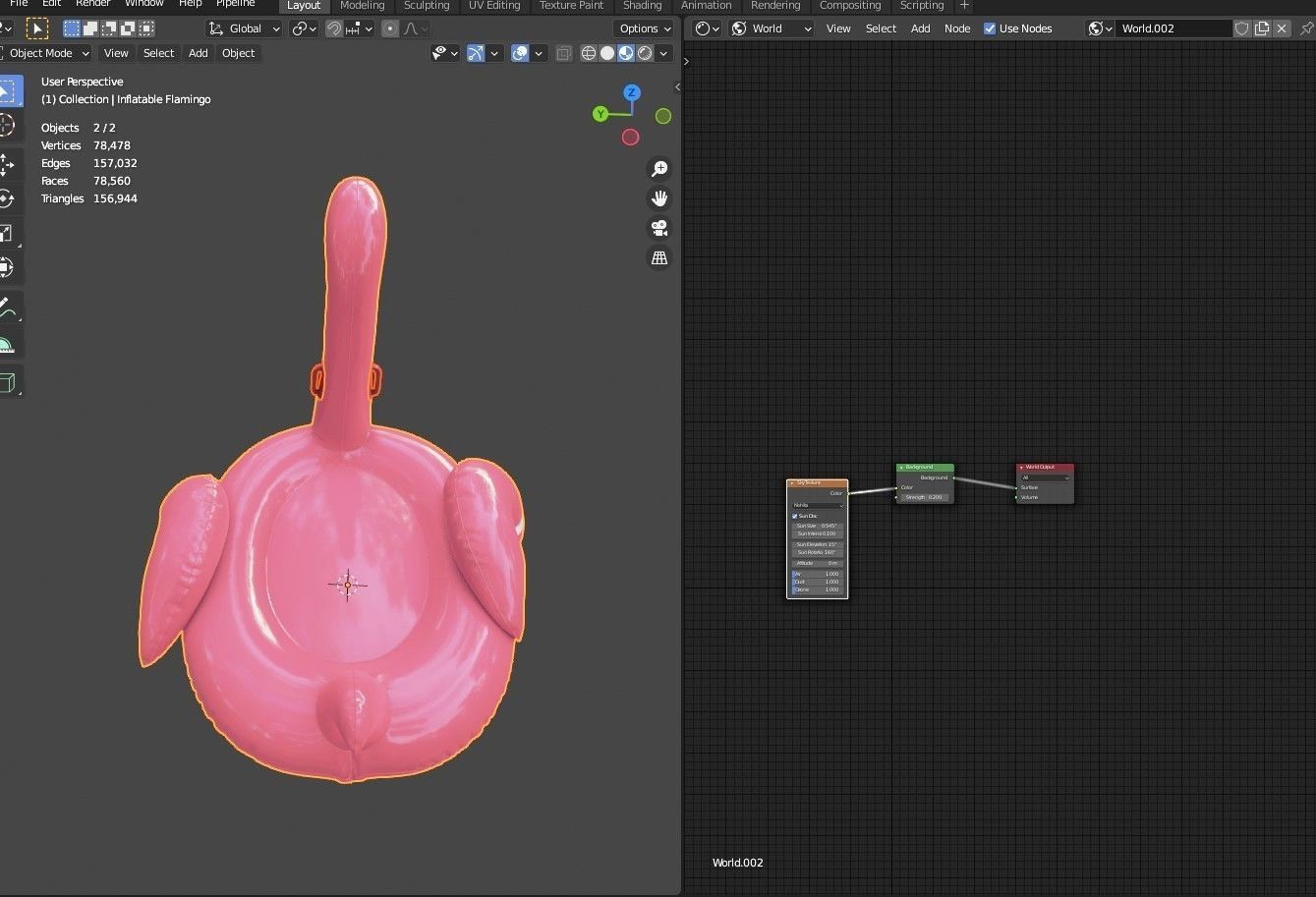 Inflatable Flamingo Low-poly 3D model_3