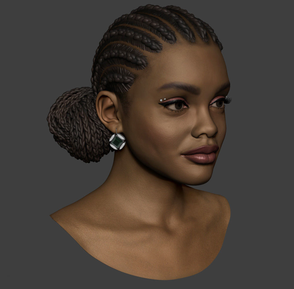Marsai Martin Head sculpt Low-poly 3D model_6