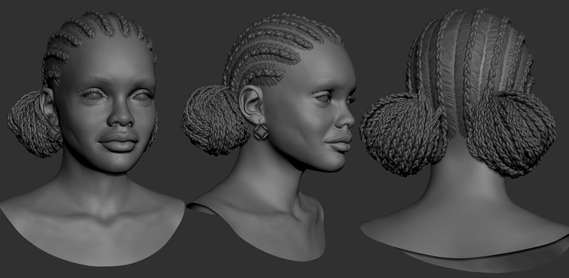 Marsai Martin Head sculpt Low-poly 3D model_11