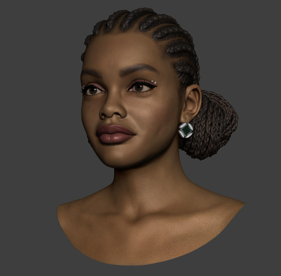 Marsai Martin Head sculpt Low-poly 3D model_1