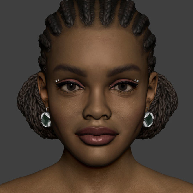Marsai Martin Head sculpt Low-poly 3D model_3