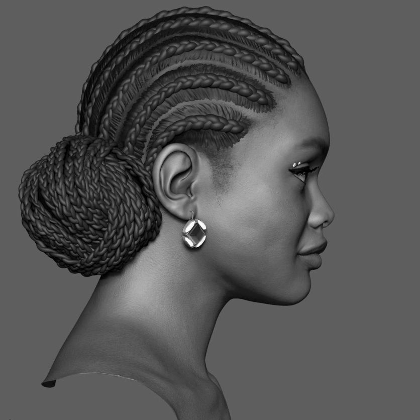 Marsai Martin Head sculpt Low-poly 3D model_7