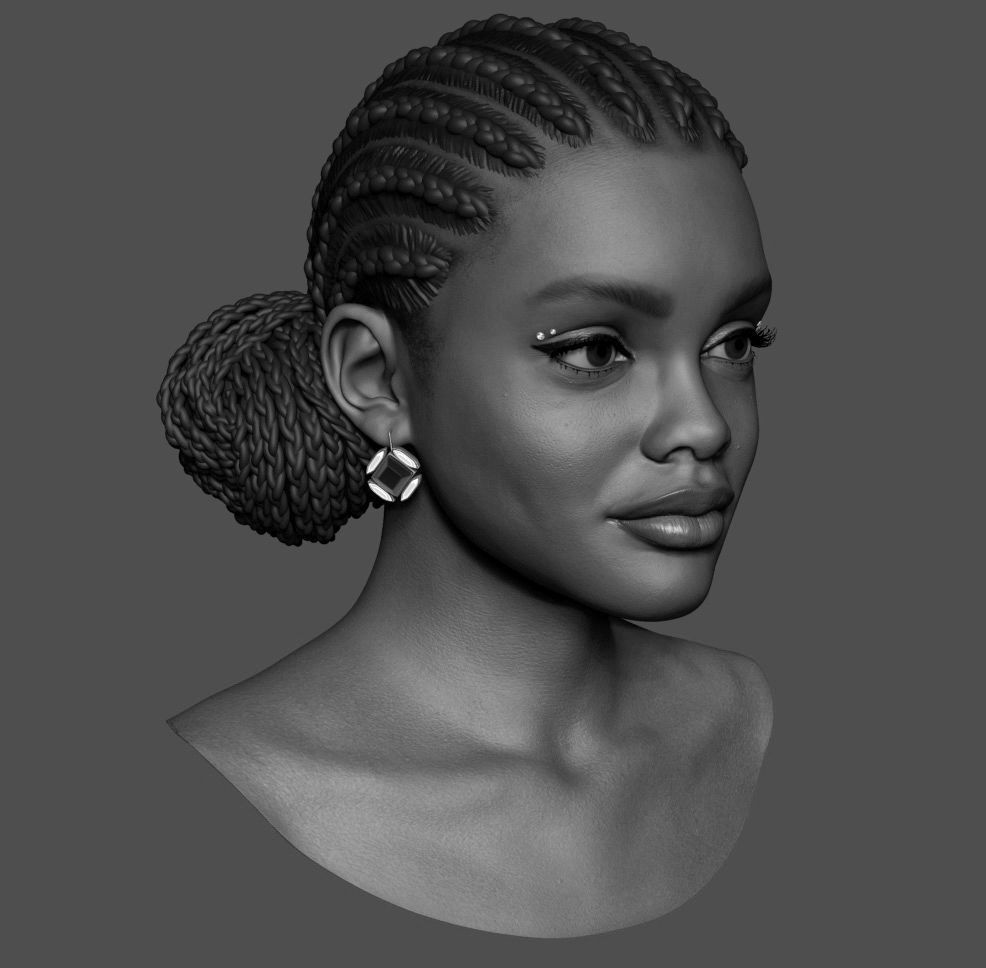 Marsai Martin Head sculpt Low-poly 3D model_5