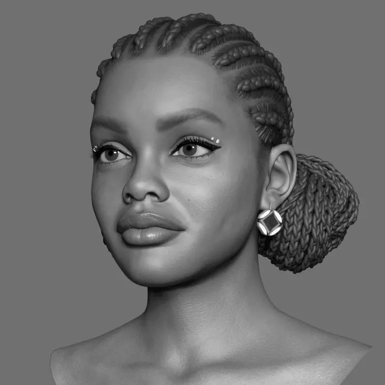 Marsai Martin Head sculpt Low-poly 3D model_0
