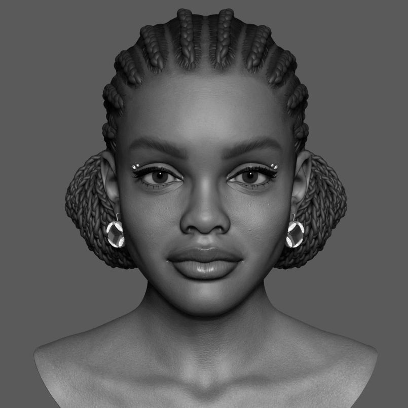 Marsai Martin Head sculpt Low-poly 3D model_2