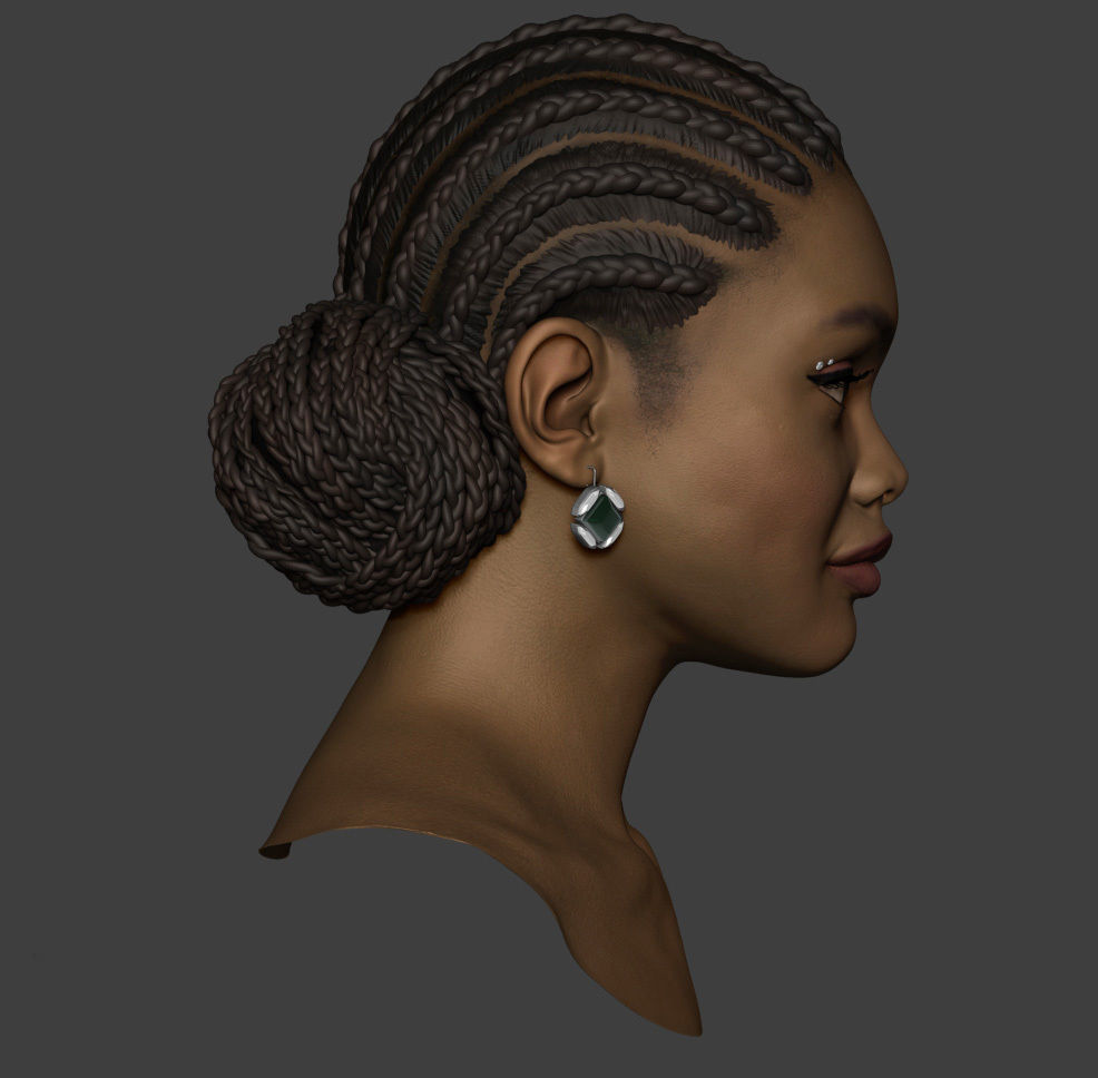 Marsai Martin Head sculpt Low-poly 3D model_8