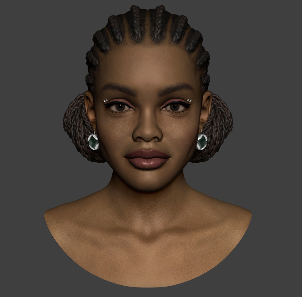 Marsai Martin Head sculpt Low-poly 3D model_4