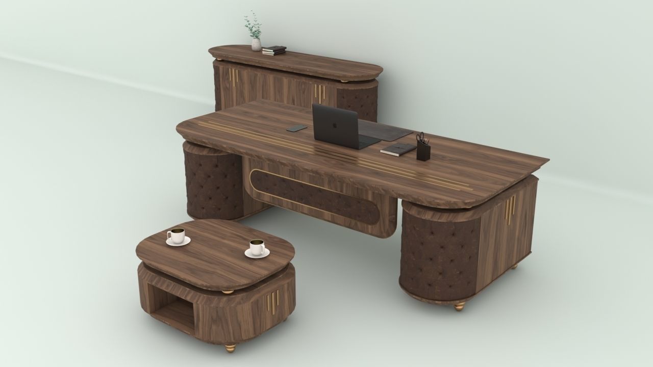 Office desk set 3D model_6