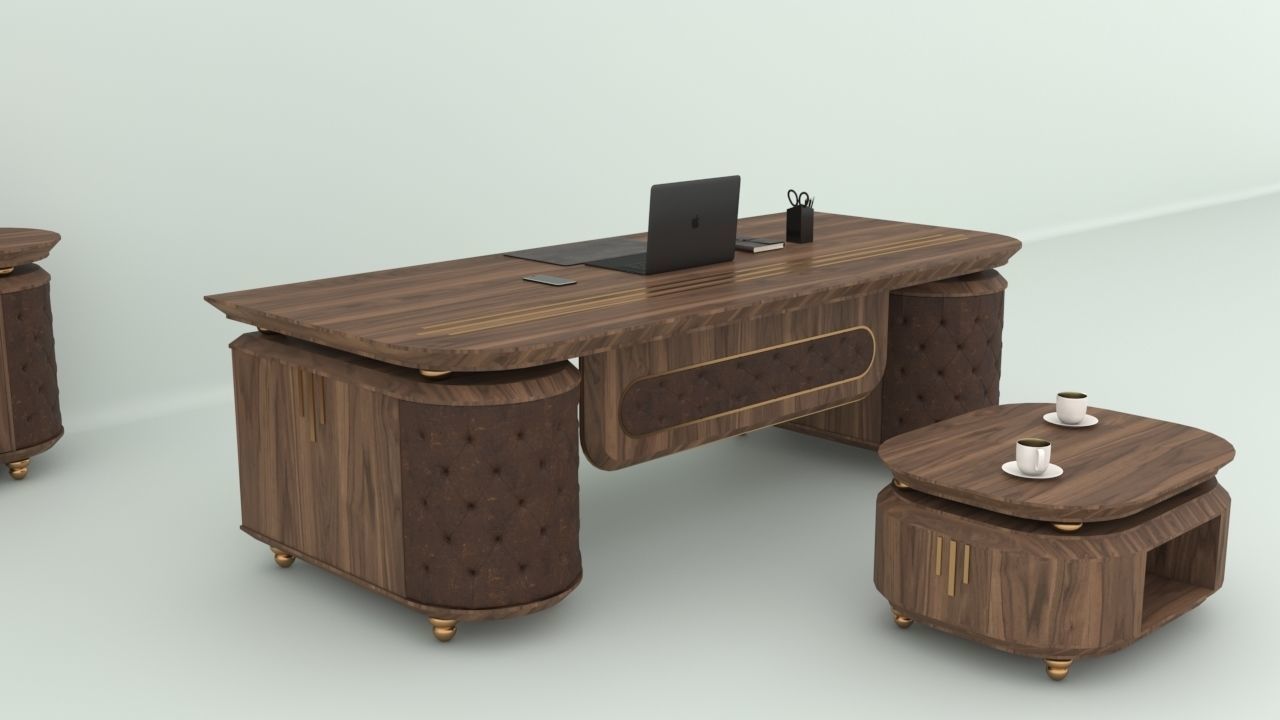 Office desk set 3D model_5