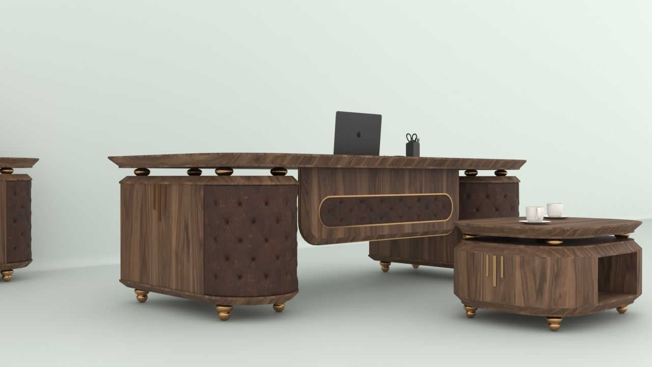 Office desk set 3D model_4