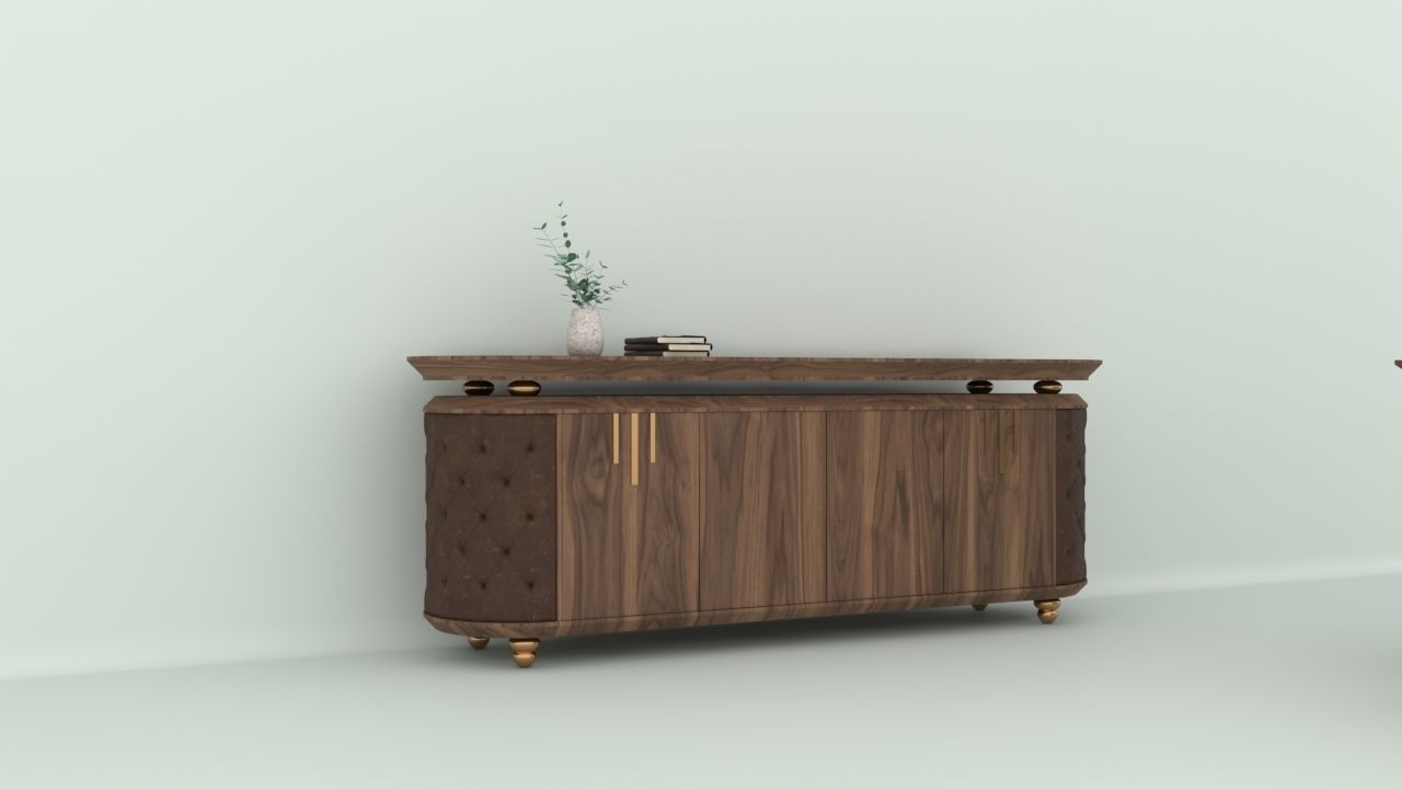 Office desk set 3D model_3