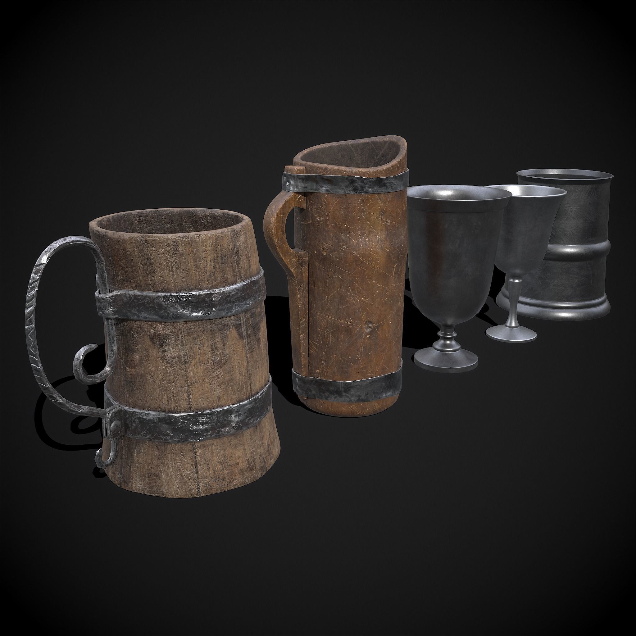 Medieval Cups Five 3D Model Collection CGTrader