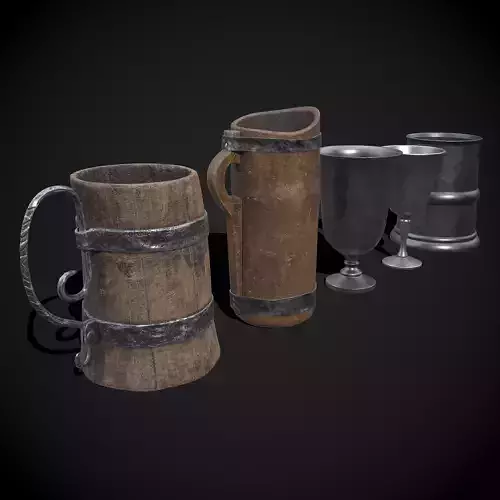 Medieval Cups Five 3D Model Collection Medieval Cups Five 3D Model Collection