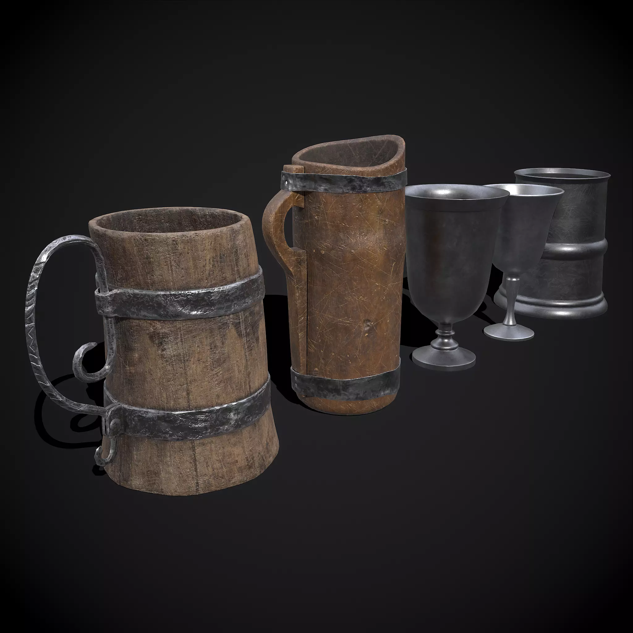 Medieval Cups Five 3D Model Collection_0