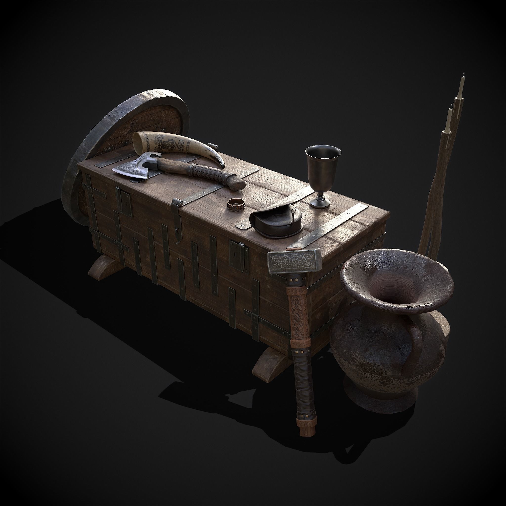 Medieval Props Chest Display 3D Model Collection_13