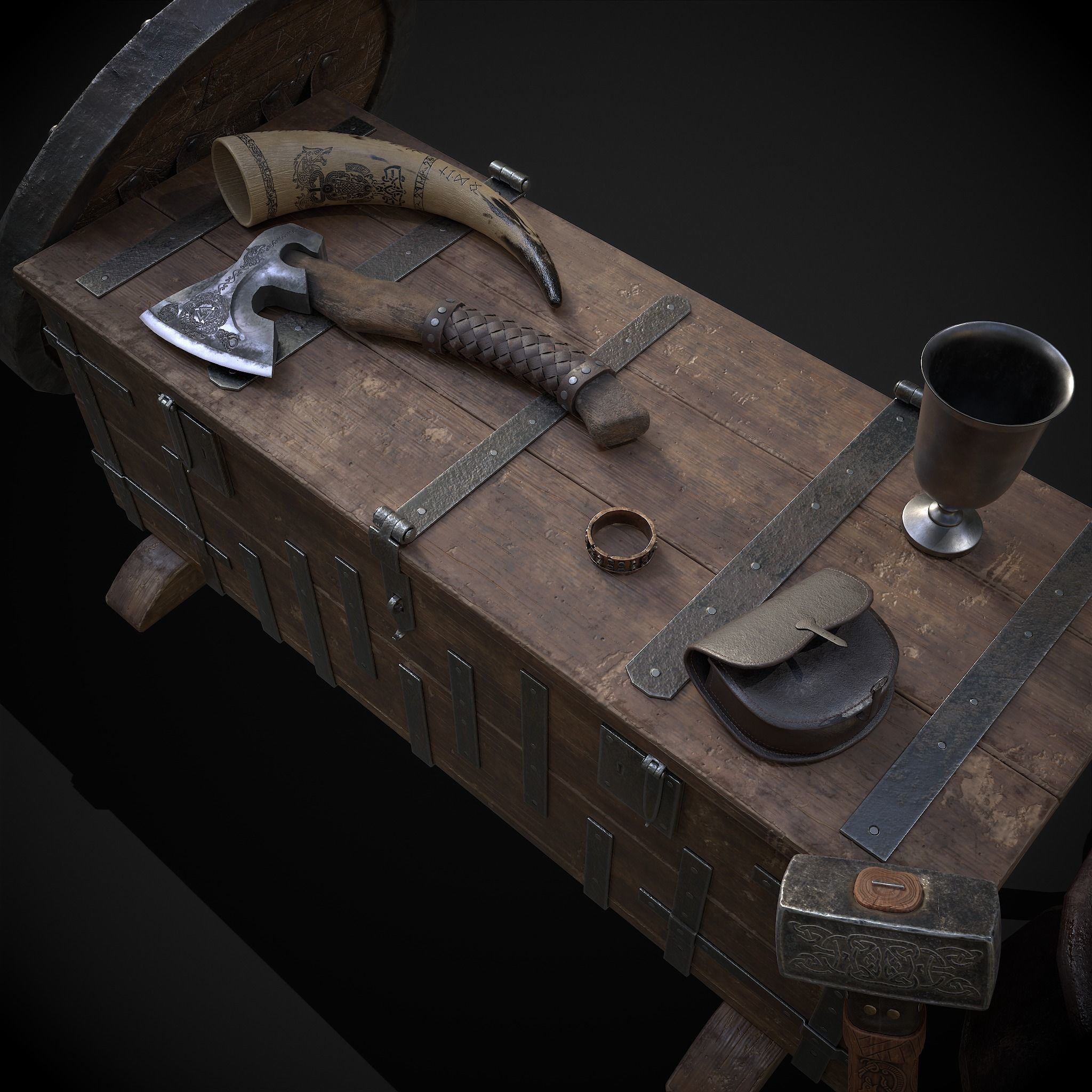Medieval Props Chest Display 3D Model Collection_19