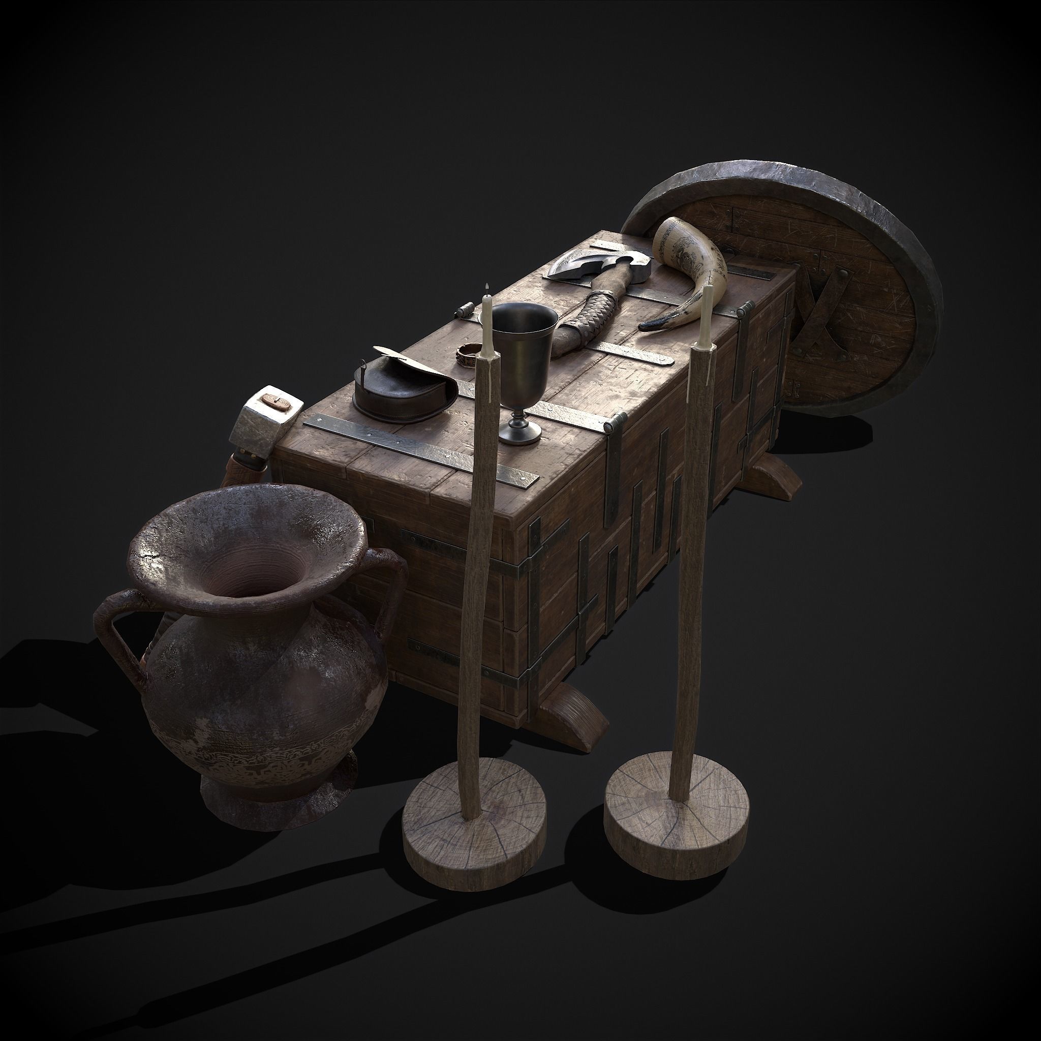 Medieval Props Chest Display 3D Model Collection_17