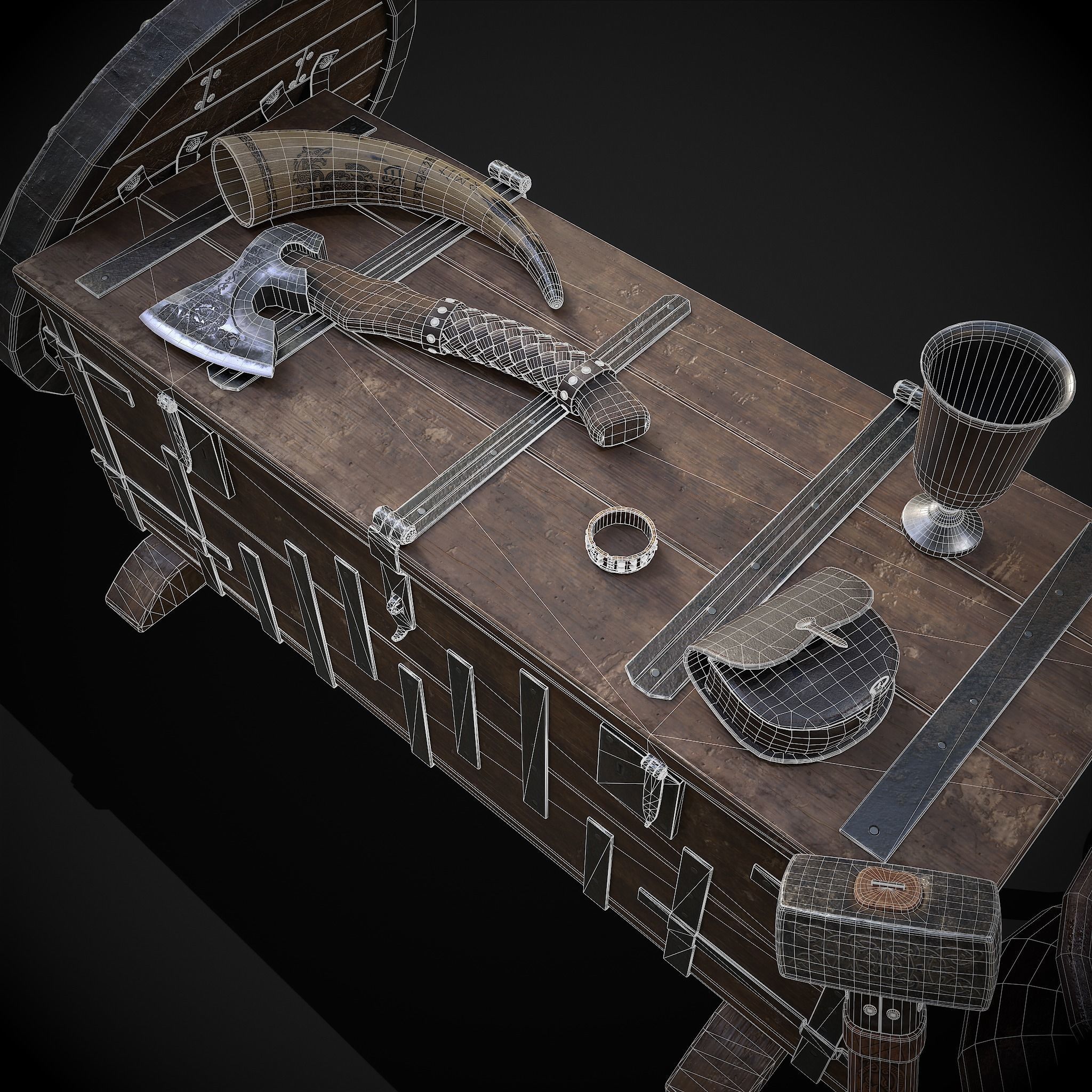 Medieval Props Chest Display 3D Model Collection_20