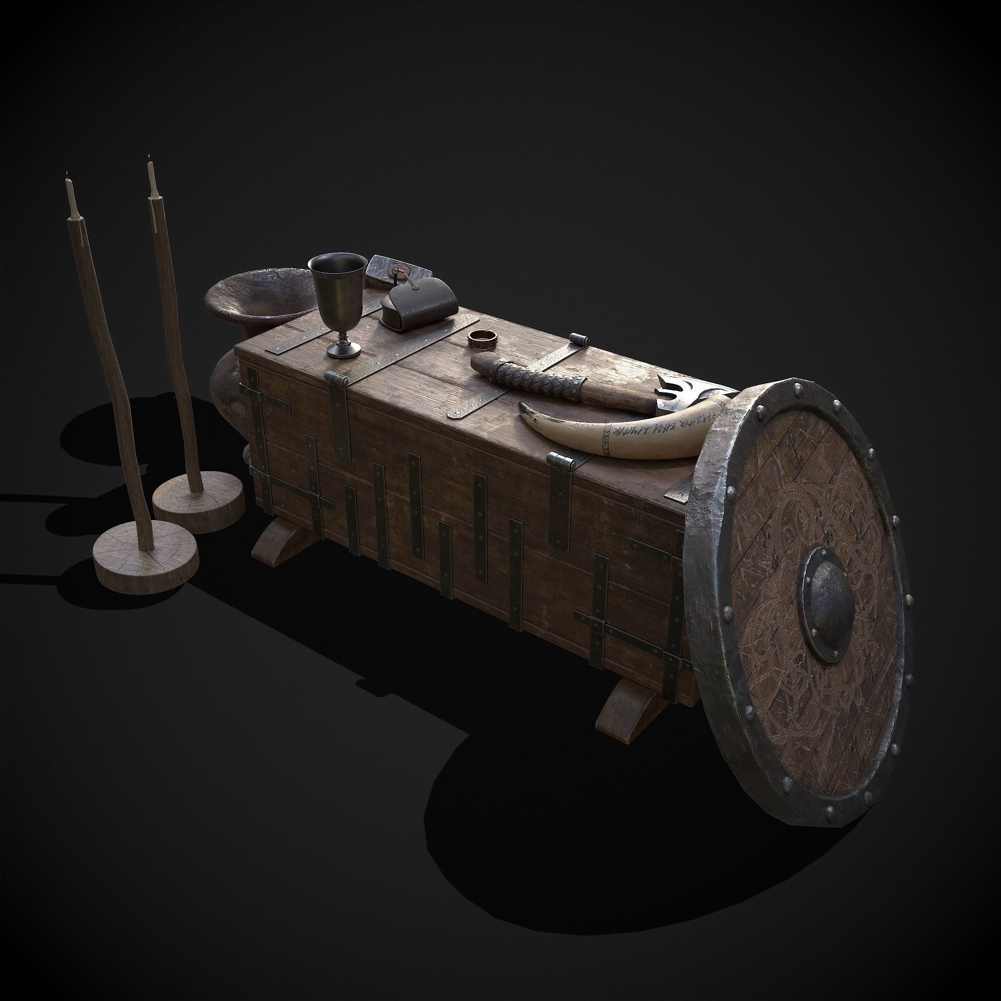 Medieval Props Chest Display 3D Model Collection_15