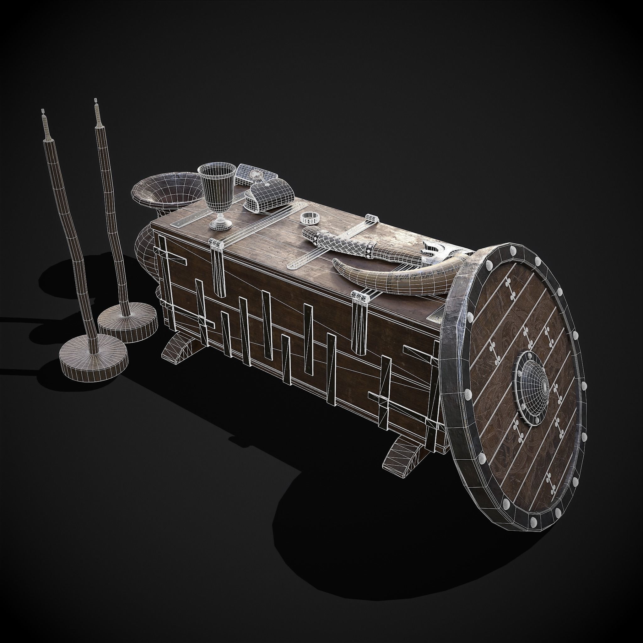Medieval Props Chest Display 3D Model Collection_16