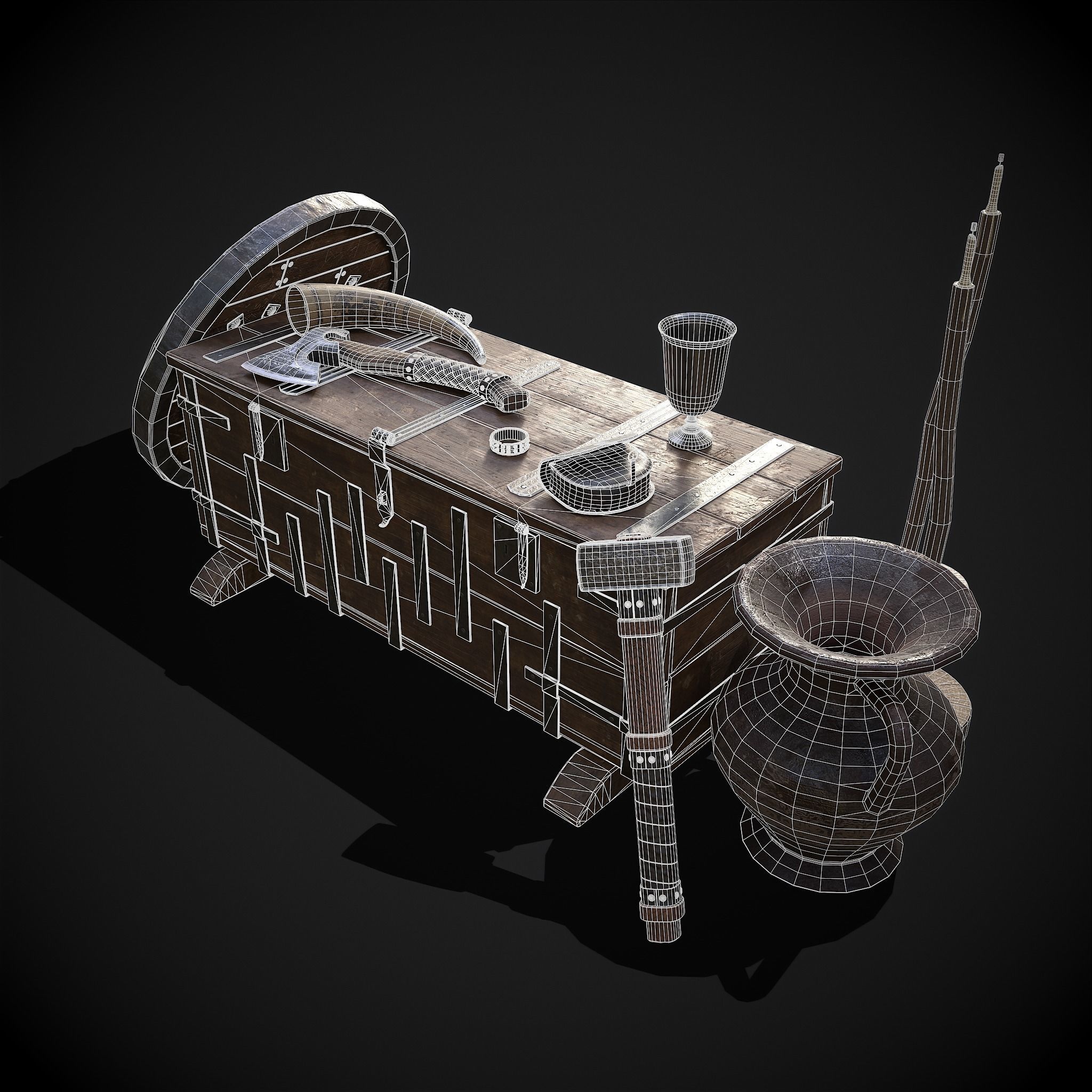 Medieval Props Chest Display 3D Model Collection_14