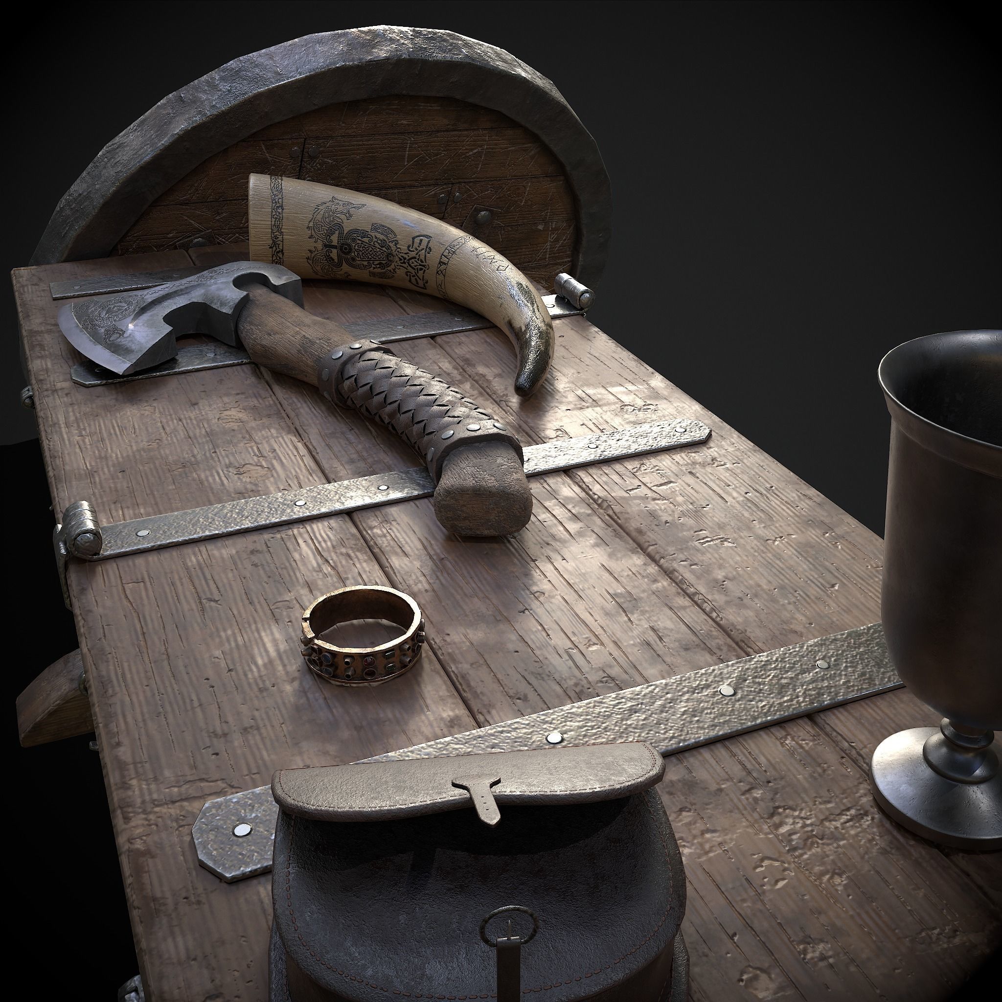 Medieval Props Chest Display 3D Model Collection_21