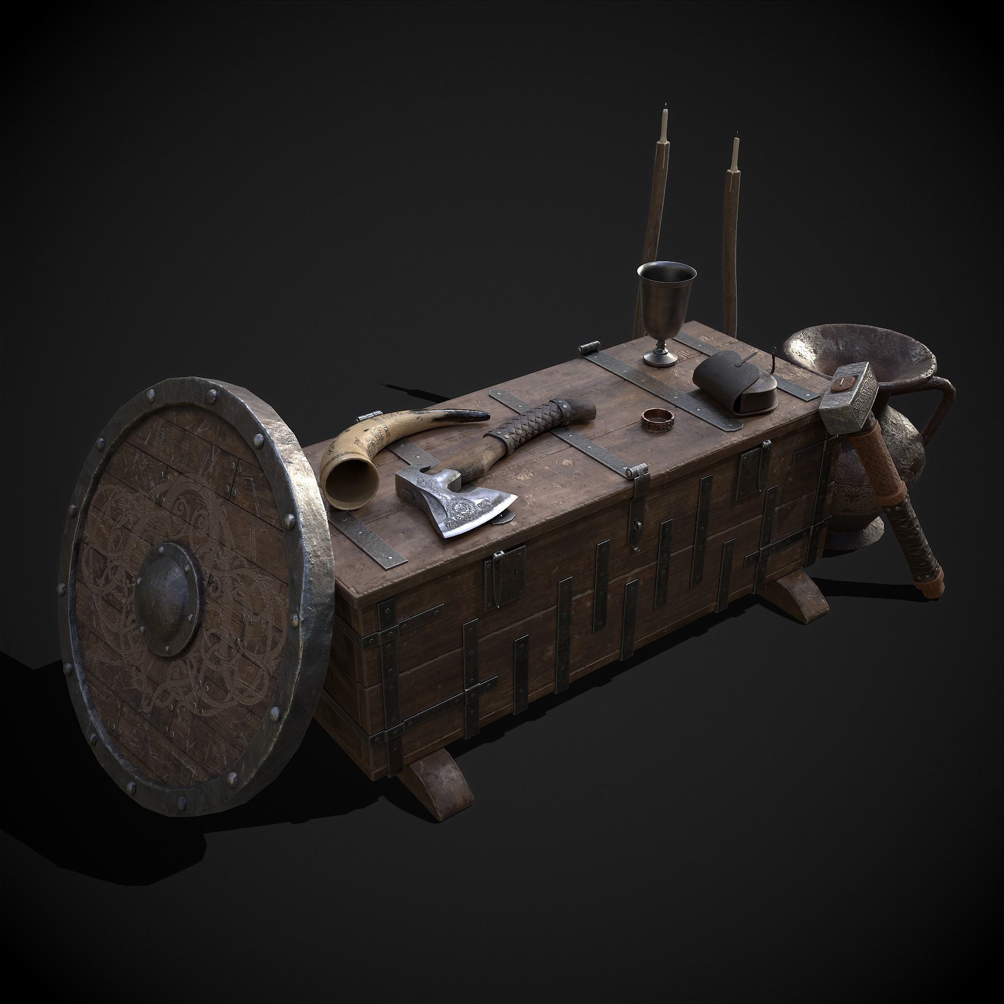 Medieval Props Chest Display 3D Model Collection_11