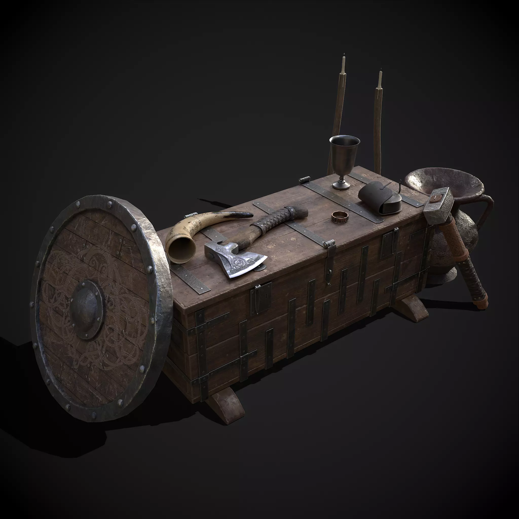 Medieval Props Chest Display 3D Model Collection_0
