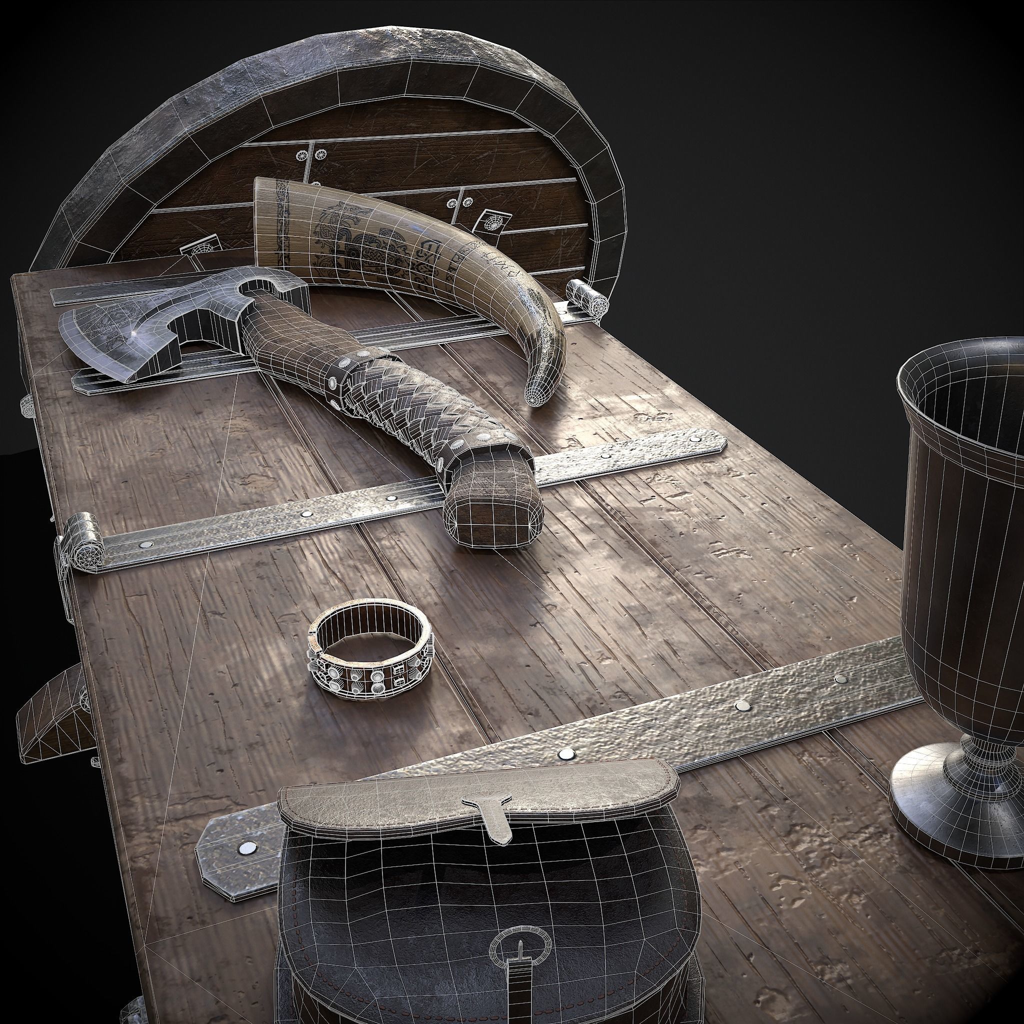 Medieval Props Chest Display 3D Model Collection_22